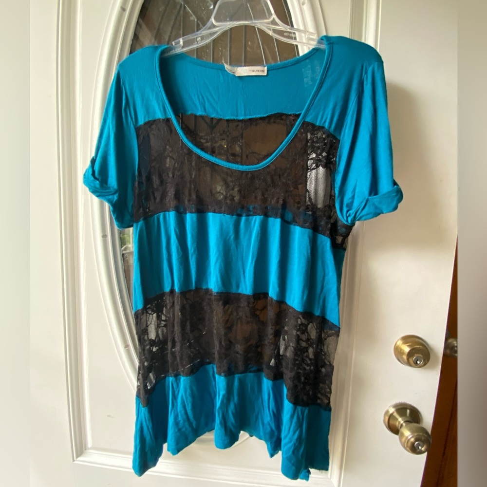 Sexy Lace Teal and Black Top
